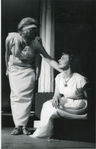 Felicity Brown (Ismene) and Dorothy Page (Antigone) in 'Antigone', 1965. Photograph courtesy of Roger Collins.