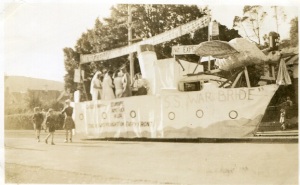 The School of Mines "SS War Bride" float from the 1946 procession. Photograph courtesy of Arthur Campbell.