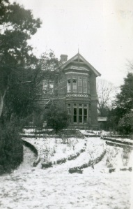 Upper Studholme House in the snow, c.1950. Photograph courtesy of Sadie Andrews.