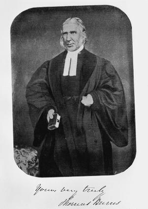 Reverend Thomas Burns, here pictured with bible in hand, was chancellor of the University of Otago from its foundation in 1869 until his death in 1871. Image courtesy of the Alexander Turnbull Library, reference 1/2-005013-F.