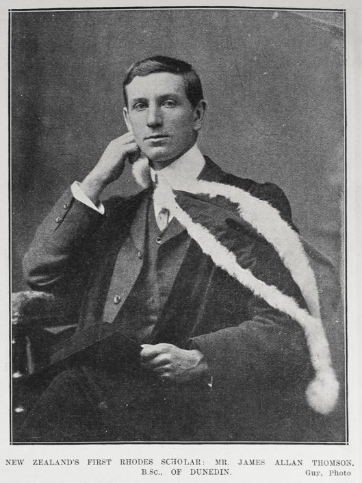 James Allan Thomson, New Zealand's first Rhodes Scholar, as he appeared in the Auckland Weekly News, 7 July 1904. Image courtesy of Sir George Grey Special Collections, Auckland Libraries, AWNS-19040707-7-2.